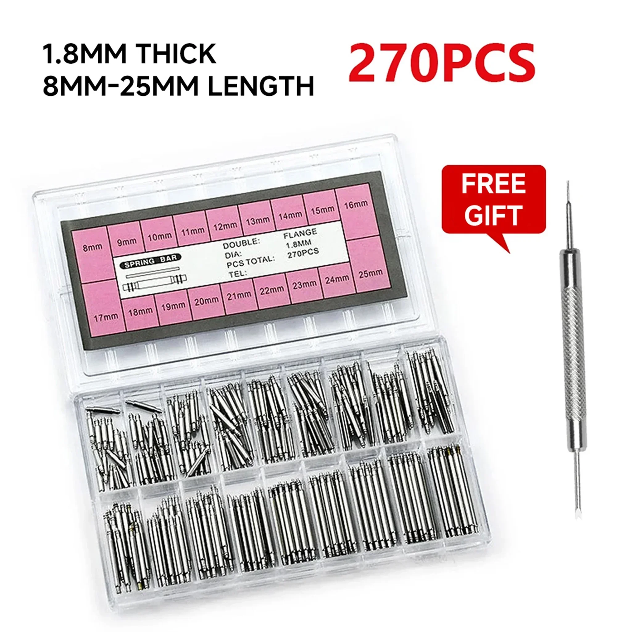 Spring Bar Tool Set - 270 sztuk/zestaw Paski sprężynowe ze stali