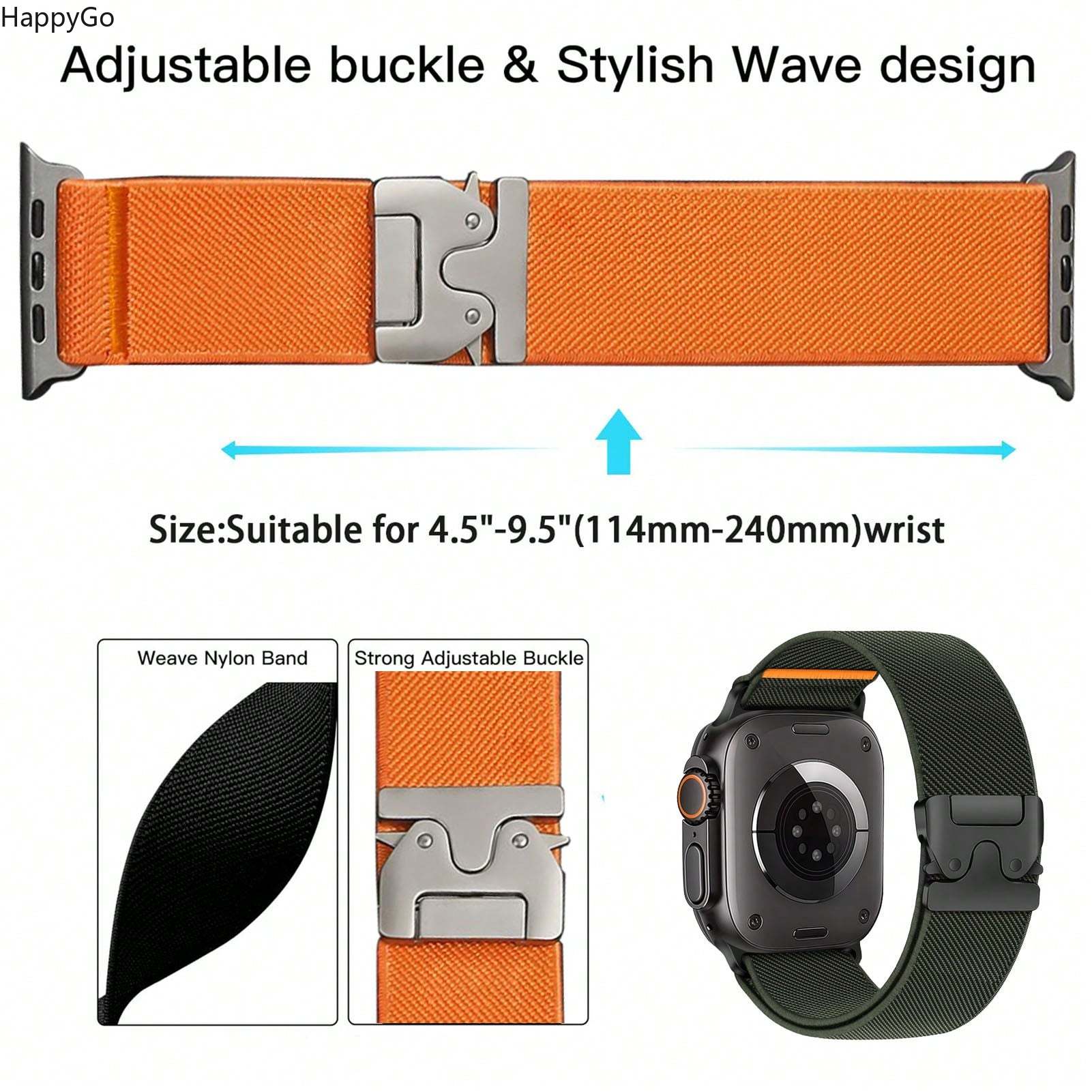 Parachute Strap Elastic - Szeroki, elastyczny nylonowy pasek na nadgarstek