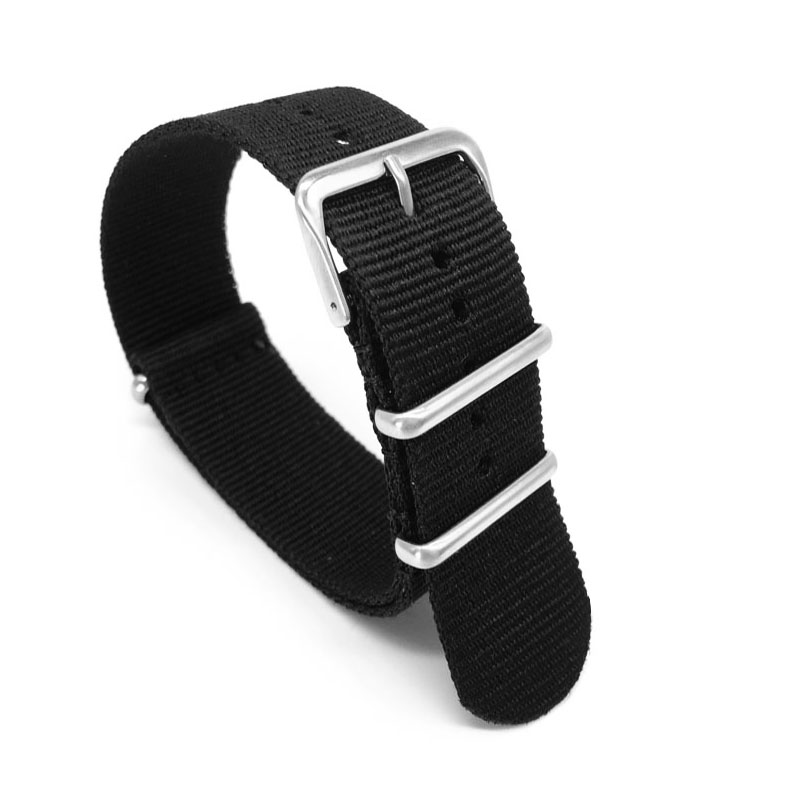 Nato Strap Nylon - Czarny pasek nylonowy do zegarków 16