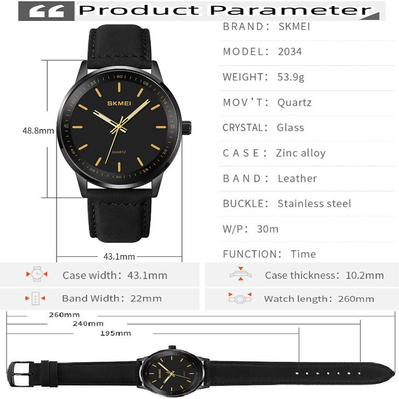 Skmei oryginalne markowe zegar – Leather Watch Band Men recenzja i cena